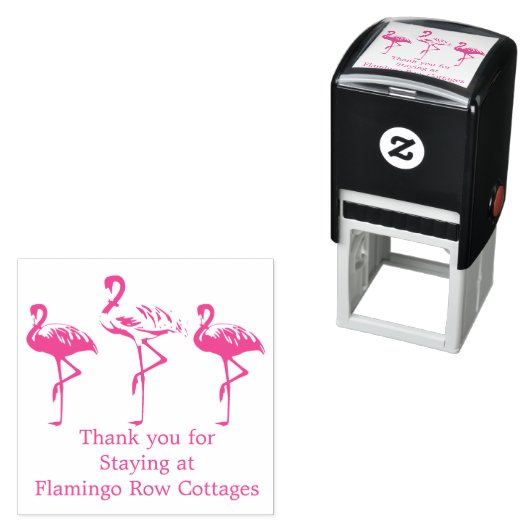 Flamingos Coastal Beach Business Custom Dank u Zelfinktende Stempel (In situ)