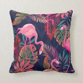 Flamingos Colorful Tropical Leaves Pattern Kussen