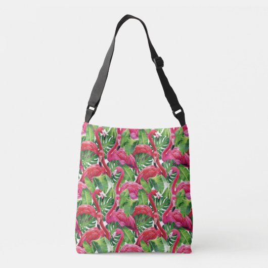 Flamingo's crossbody Canvas tas (Achterkant)