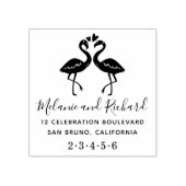 Flamingos Custom Names Hout Bruiloft Retouradres Rubberstempel (Afrduk)