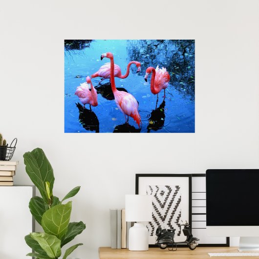 Flamingos Dancing Poster (Thuiskantoor)