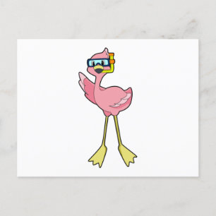 Flamingo's duiken met snorkel briefkaart