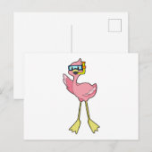 Flamingo's duiken met snorkel briefkaart (Voorkant / Achterkant)