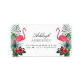 Flamingo's en ananas | Tropische flora Etiket (Voorkant)