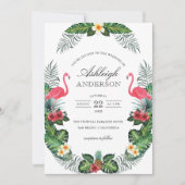 Flamingo's en ananas tropische flora Vrijgezellenf Kaart (Voorkant)