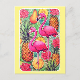 Flamingo's en ananassen - Zomer tropische kaart