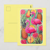 Flamingo's en ananassen - Zomer tropische kaart (Voorkant / Achterkant)
