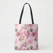 Flamingo's en bloemen tote bag (Voorkant)