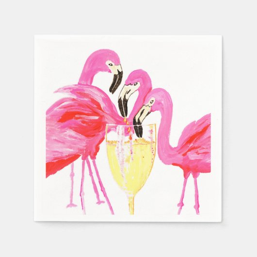 Flamingo's en bubbels servet (Voorkant)