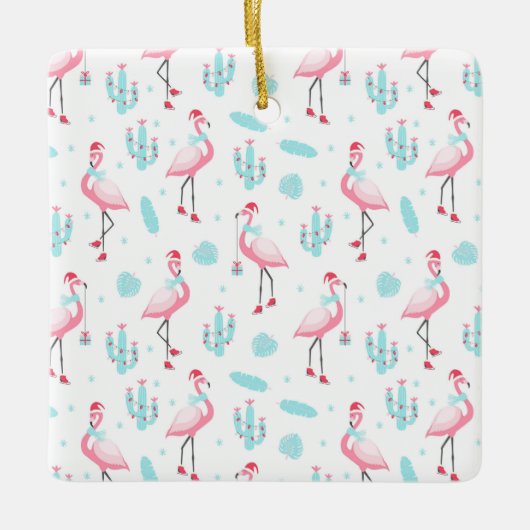 Flamingos en Cactus Keramisch Ornament (Voorkant)