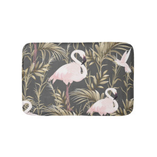 Flamingo's en goud: roze tropische elegantie. badmat