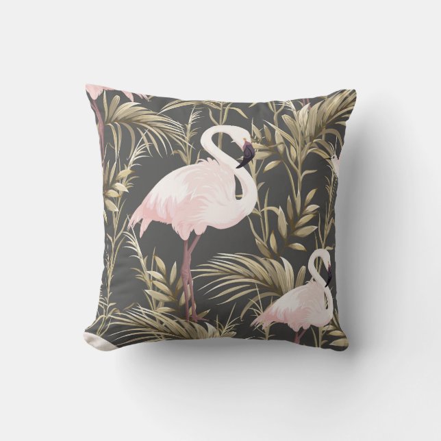 Flamingo's en goud: roze tropische elegantie. kussen (Voorkant)