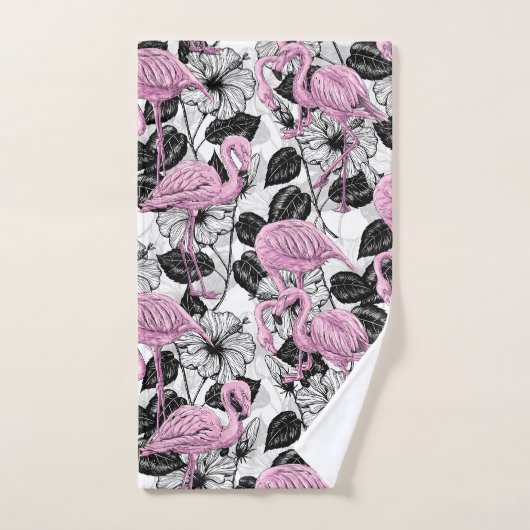 Flamingos en hibiscus bloemen bad handdoek (Handdoek)