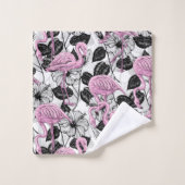 Flamingos en hibiscus bloemen bad handdoek (Wasdoekje)