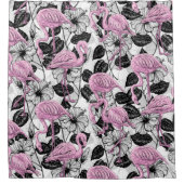 Flamingos en hibiscus bloemen douchegordijn (Voorkant)