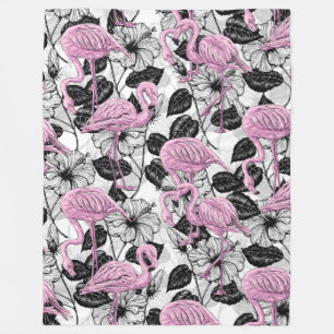 Flamingos en hibiscus bloemen fleece deken