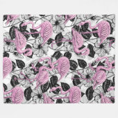 Flamingos en hibiscus bloemen fleece deken (Voorkant (Horizontaal))