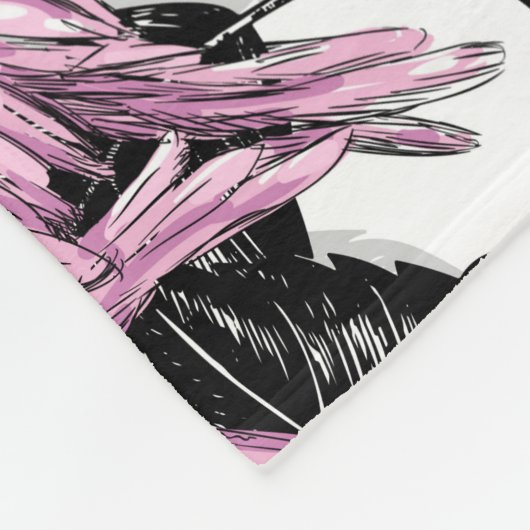 Flamingos en hibiscus bloemen fleece deken (Hoek)