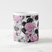 Flamingos en hibiscus bloemen grote koffiekop (Voorkant)