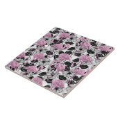 Flamingos en hibiscus bloemen tegeltje (Zijkant)