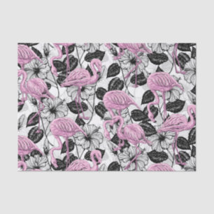Flamingos en hibiscus bloemen tissuepapier