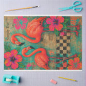 Flamingo's en Hibiscus - Decoupage Papier | weefse (Craft)
