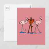 Flamingos en kip met roze achtergrond briefkaart (Voorkant / Achterkant)
