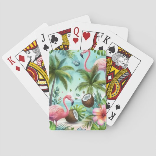 Flamingo's en kokospatroon pokerkaarten (Achterkant)