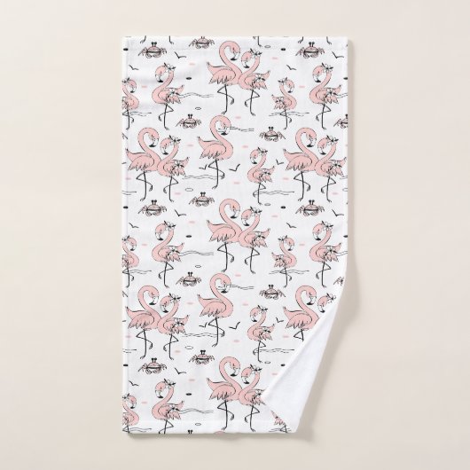 Flamingos en krabben bad handdoek (Handdoek)