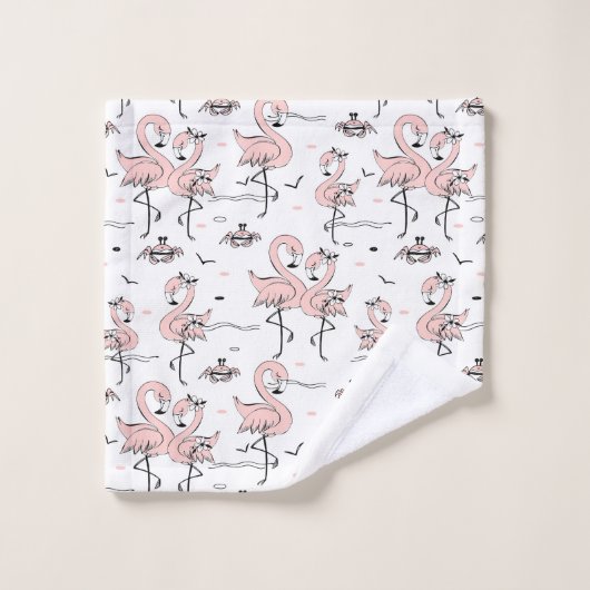 Flamingos en krabben bad handdoek (Wasdoekje)