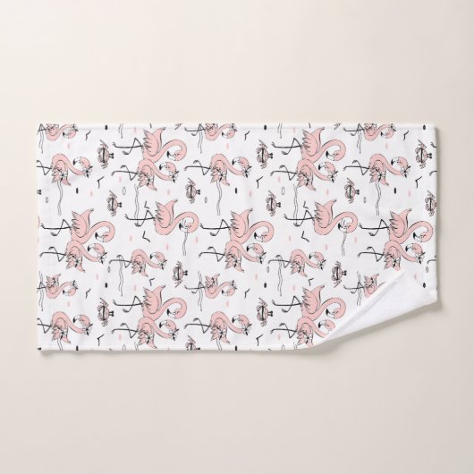 Flamingos en krabben bad handdoek (Handdoek)