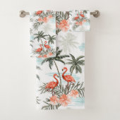 Flamingos en Palm Trees Bath Towel Set Bad Handdoek (Insitu)