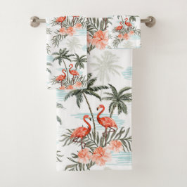 Flamingos en Palm Trees Bath Towel Set Bad Handdoek