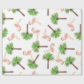 Flamingos en Palm Trees Cadeaupapier (Vlak)