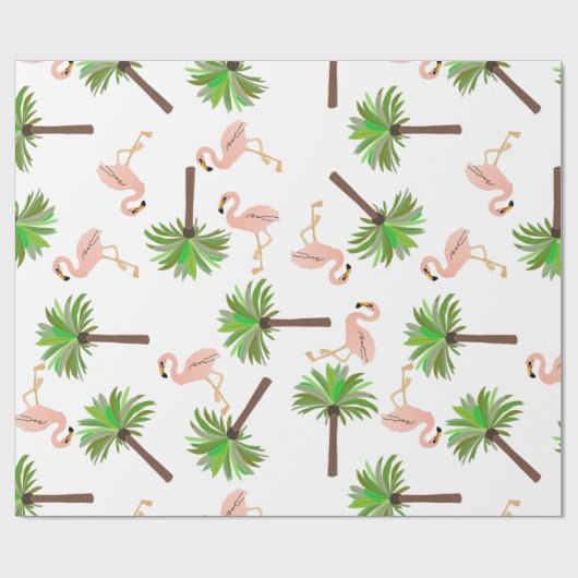 Flamingos en Palm Trees Cadeaupapier (Vlak)