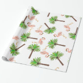 Flamingos en Palm Trees Cadeaupapier (Uitgerold)