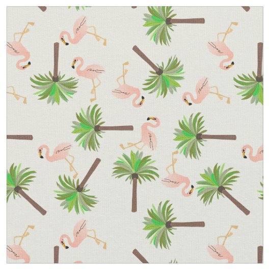 Flamingos en Palm Trees Stof (Close Up)