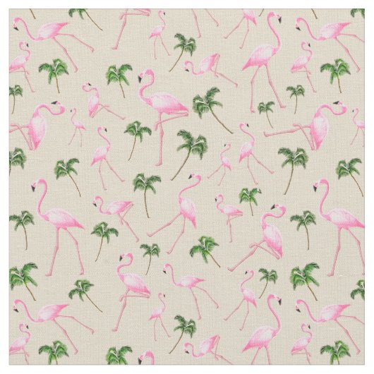Flamingos en Palm Trees Stof (Close Up)