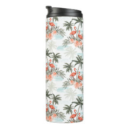 Flamingos en Palm Trees Thermal Tumbler Thermosbeker