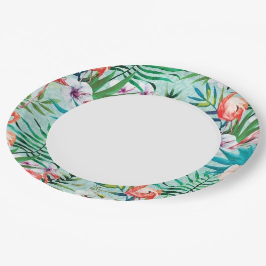 Flamingo's en palmbomen Luau Borden Papieren Bordje (Gekanteld)