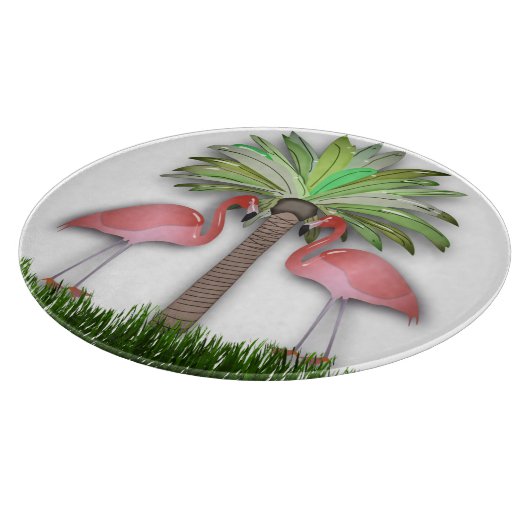 Flamingos en palmbomen snijplank (Hoek)