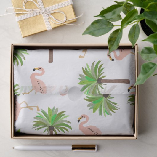 Flamingos en palmbomen tissuepapier (Geschenk)