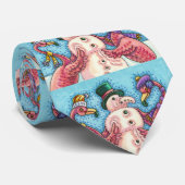 FLAMINGOS EN PINK SNOWMAN, CHRISTMAS BIRDS HOLIDAY STROPDAS (Opgerold)