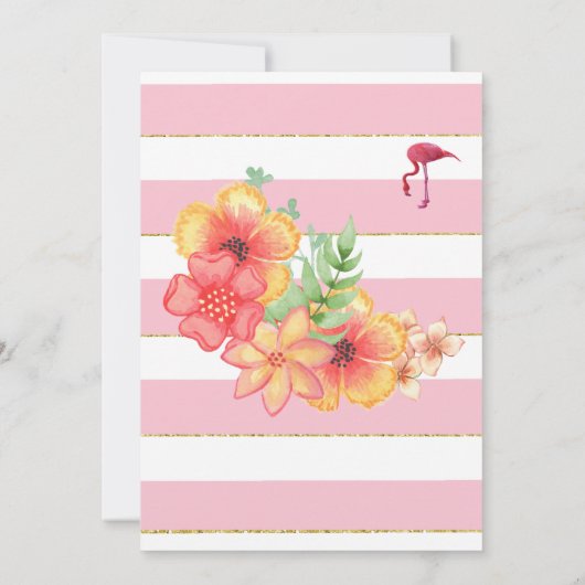 Flamingos en roze streep Baby shower Kaart (Achterkant)