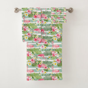 Flamingos en Stripes Bad Handdoek