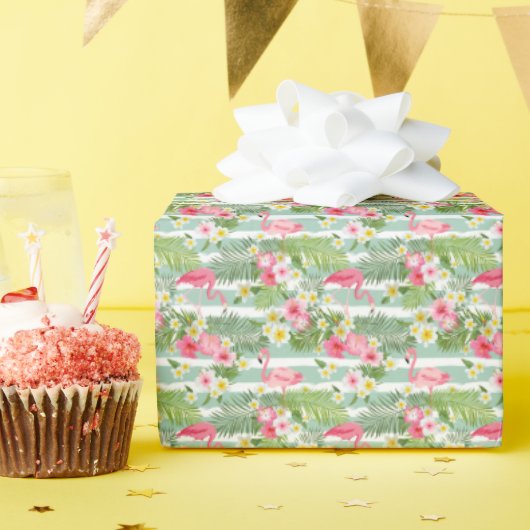 Flamingos en Stripes Cadeaupapier (Verjaardagsfeest)
