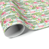 Flamingos en Stripes Cadeaupapier (Rol Hoek)