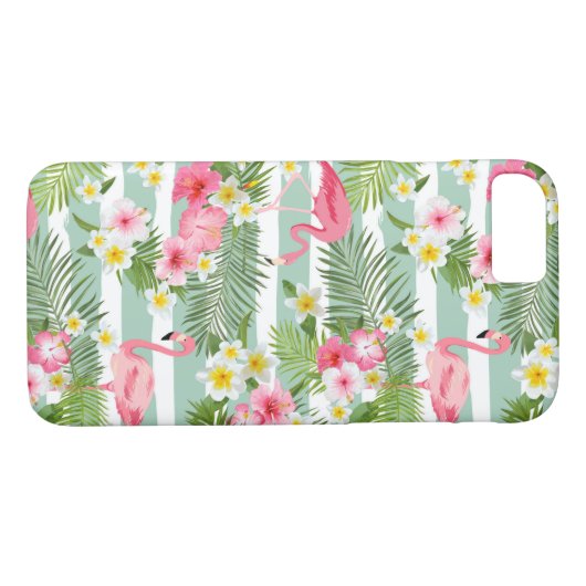 Flamingos en Stripes Case-Mate iPhone Case (Achterkant (Horizontaal))
