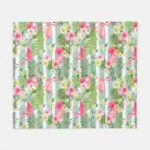 Flamingos en Stripes Fleece Deken (Voorkant (Horizontaal))