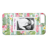 Flamingos en Stripes | Foto en naam toevoegen Case-Mate iPhone Case (Achterkant (Horizontaal))